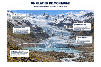 Un glacier de montagne dans les Alpes